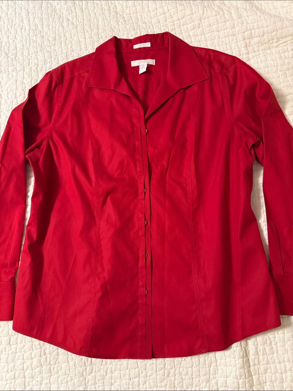 Chico's Bright Red Button-Front Blouse